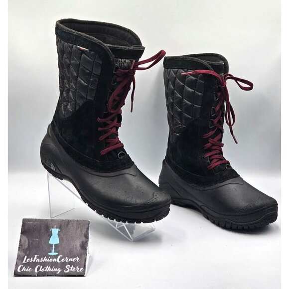 The North Face Women's Black Purple Thermoball Utility Winter Boots Sz 8.5 3012 - Picture 6 of 15